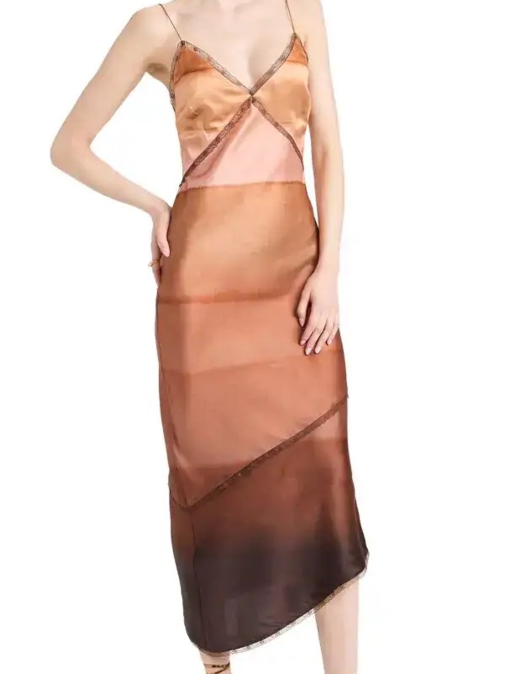 SIR the label Copper Gradient Asymmetrical Slip Dress